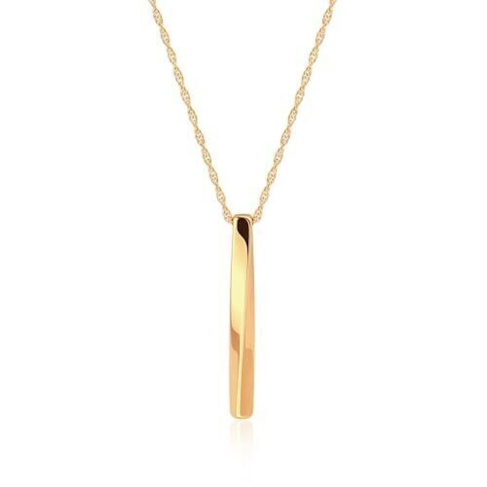 8206 Adjustable Long 18K Gold Plated Twist Bar Pendant Necklace and Dainty
